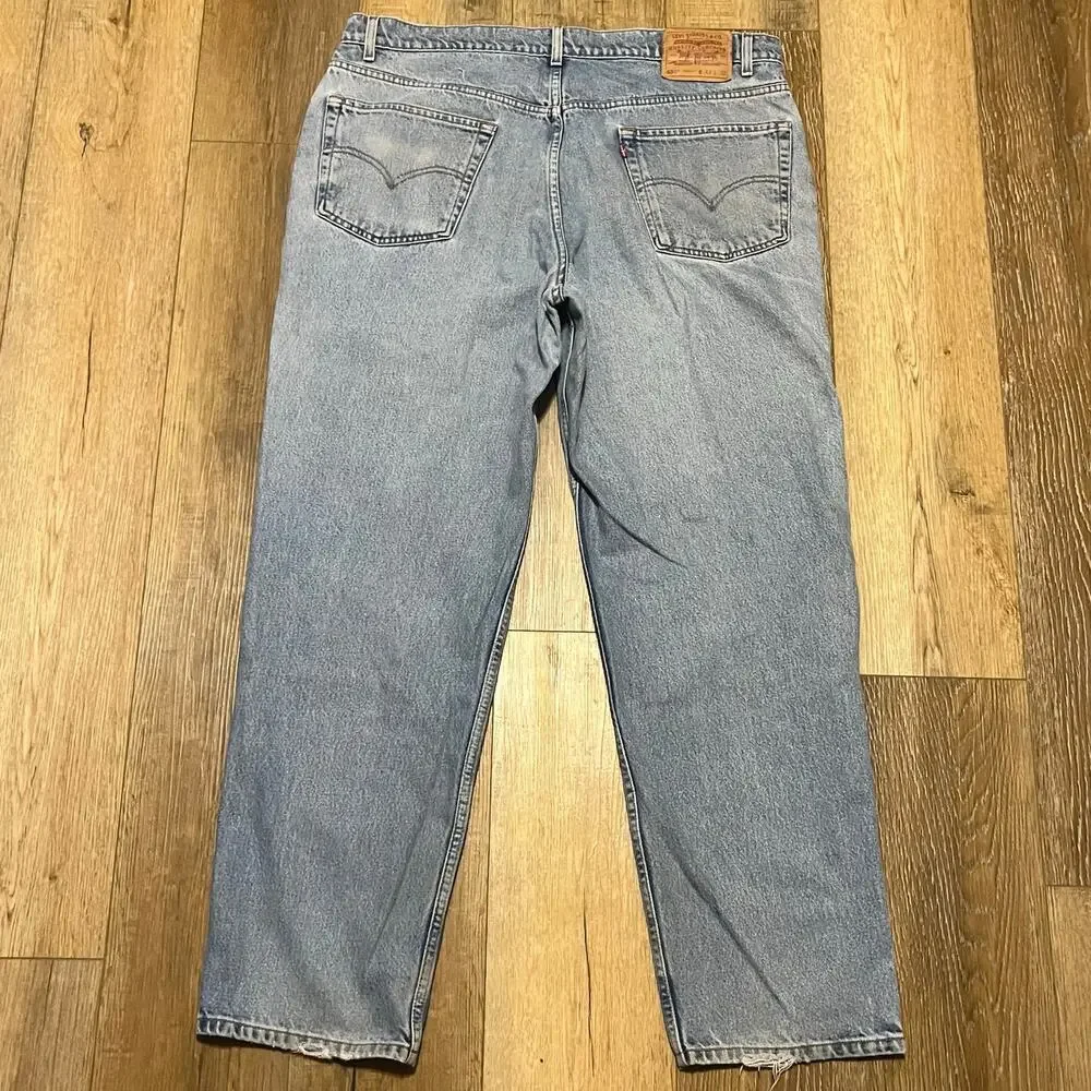 VTG 90s Levis 550 Jeans 42x32 Relaxed Fit Tapered Leg Blue Baggy Grunge USA 1997